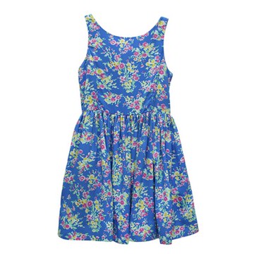 Ralph Lauren 女童碎花無袖連身裙洋裝-藍色(14歲)