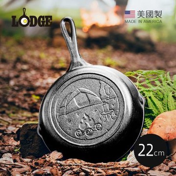 美國LODGE 漫遊旅行家系列 美國製鑄鐵露營煎鍋(林間野營)-22cm (L5SKWND)