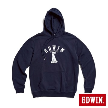 EDWIN 男女款 東京散策系列 東京忠犬連帽長袖T恤(丈青色)