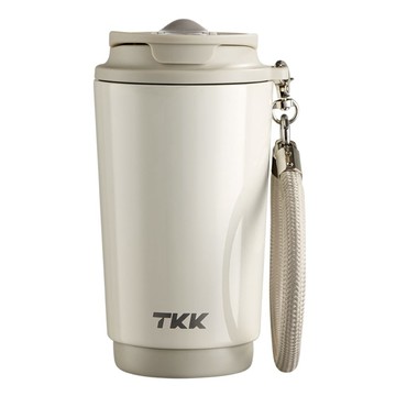 TKK 悅沁雙飲保溫咖啡杯 316不鏽鋼 陶瓷內膽  流光白  1個  400ml