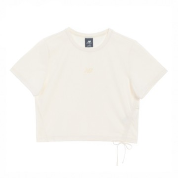 NEW BALANCE 短T SDS 米白 合身 短版 抽繩 短袖 女 NEF34202IV