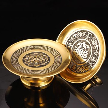 圓通佛具供盤果盤純銅家用供財神供佛佛前貢盤放水果盤蓮花供果盤