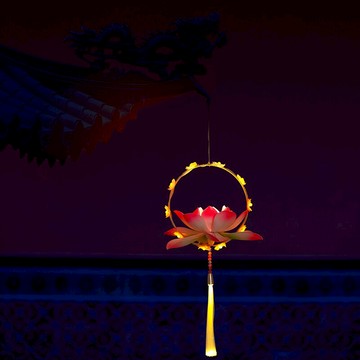 接電led蓮花燈竹圈蓮花燈屋檐燈節目節慶掛飾燈籠復古風發光燈籠1入