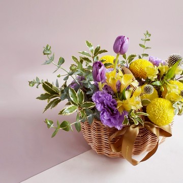 🚚限雙北配送【CNFlower】花綻豐秋(黃) 提籃花禮 企業工商賀禮