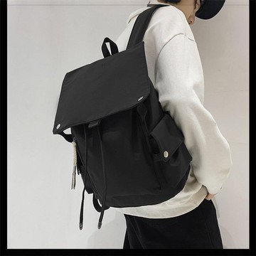 臺灣出貨ins港風書包女韓版日系高中大學生背包初中生百搭翻蓋抽繩雙肩包