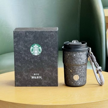 星巴克杯子醇鈦系列輕奢簡約迷你便攜直飲吸管雙飲杯保溫純鈦鈦杯