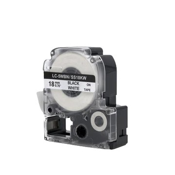 Tactink相容EPSON護貝標籤帶/LC-5WBN/18mmx8M/白底黑字