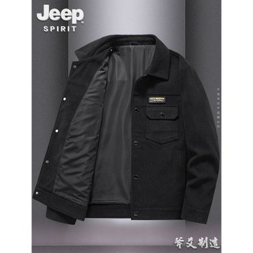JEEP吉普春秋季新款潮流休閑上衣服燈芯絨復古外套男工裝潮流透氣