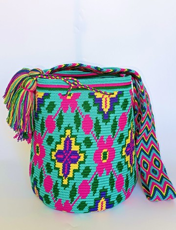 Waiyu 包，五色，花卉圖案，L 尺寸。