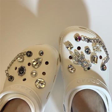楊冪同款Crocs洞洞鞋鞋扣子diy創意朋克暗黑套裝鞋花金屬鏈條配件