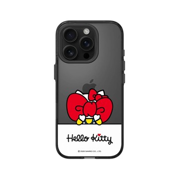 iPhone 16 Pro Clear (相機按鈕) 酷墨灰 - 三麗鷗-Hello Kitty - 遮臉系列-大大蝴蝶結