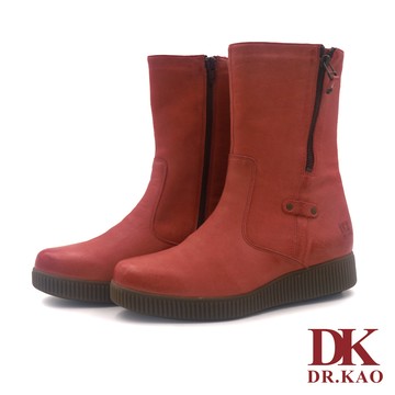 【DK 空氣鞋】真皮側拉鍊楔型空氣短靴 87-9836-00 紅色