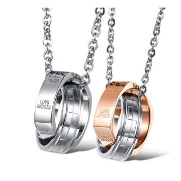 鈦鋼項鍊 情侶對鍊(一對)-潮流精緻愛情圓環生日情人節禮物男女飾品2色73cl107【獨家進口】【米蘭精品】