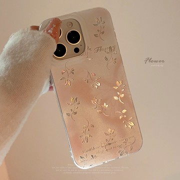 溫柔高階羽紗粉色蝴蝶花朵適用14蘋果15promax手機殼iphone13硬12