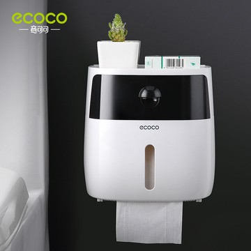 ecoco意可可衛生紙盒-雙層款 壁掛式 浴室 廚房 置物 衛生紙 紙巾 捲紙 抽取 收納