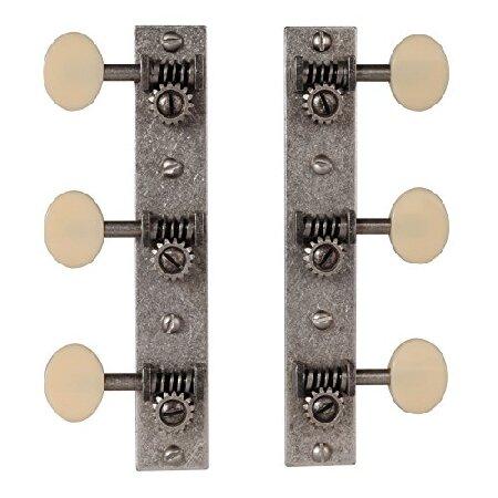 Golden Age Restoration Tuners for Solid Peghead Guitar with Square-end, Short post model: relic nickel with matte cream knobs