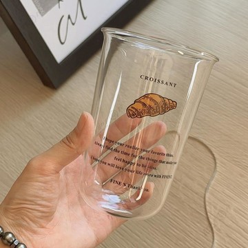 英文字母果汁杯牛奶早餐杯牛角包玻璃杯咖啡杯
