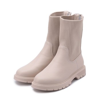 LUZZI 襪套拉鍊靴 米 女鞋