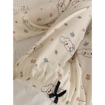 睡褲女夏季大碼長褲泡泡梭織棉綢嬰兒棉薄款可外穿高級感休閑寬松