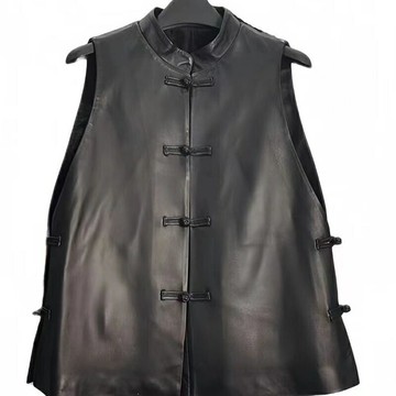 【巴黎精品】現貨+預購 皮衣背心真皮夾克-羊皮復古立領短款馬甲女外套3色a1iw3