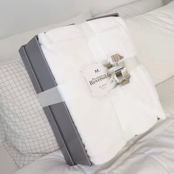 清倉特惠！出口美國法蘭絨雙層加厚加大禮盒毛毯白色蓋毯開業禮品
