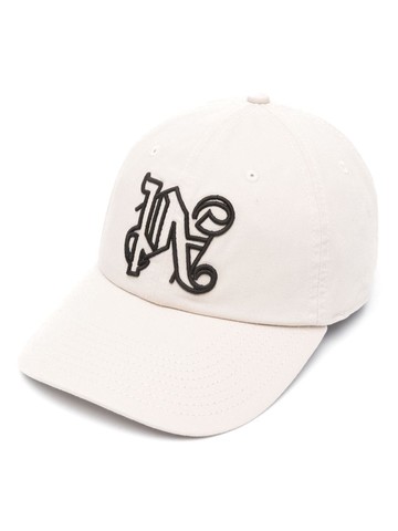 Palm Angels - monogram-embroidered cotton cap - unisex - Cotton/Polyester/Cotton - One Size - Neutrals
