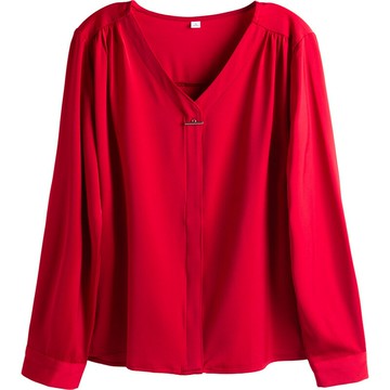 『百貨屋二號』通勤氣質V領襯衫女春秋季2024新款長袖襯衣職業休閑秋裝薄款上衣