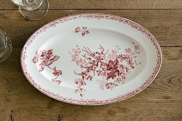 朱紅橢圓盤 34x22.5cm