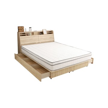 本木-薩魯 LED燈光房間三件組-雙人5尺 床墊+床頭+六抽床底雙人5尺