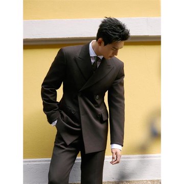 李現同款休閑西裝外套男士痞帥高級感韓版秋冬季雙排扣西服夾克潮