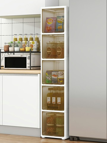 免運 收納箱 30CM寬多功能廚房置物架防塵落地多層翻蓋式收納柜夾縫零食儲物柜