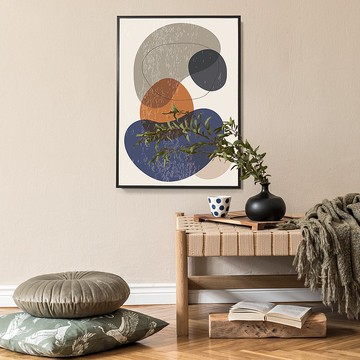 幾何 • 五色塊III - 深藍跳色幾何裝飾/簡約文青設計/咖啡廳掛畫