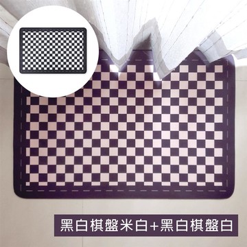 【寢室安居】石墨烯長效抗菌軟式吸水地墊60×40cm-黑白棋盤米白＋黑白棋盤白（24H抑菌 奈米級石墨烯粒子 珪藻土）_廠商直送