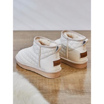 網紅冬季菱格超短防水低幫雪地靴