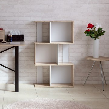 TZUMii莫爾三層櫃 空櫃 書櫃 收納櫃 置物櫃 開放式書櫃 隔間櫃-淺橡木配白