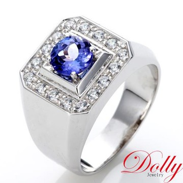 Dolly 天然 丹泉石1克拉晶鑽男戒