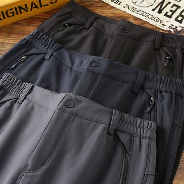 戶外牛褲！加絨加厚！科技功能防水秋冬男士抓絨沖鋒褲休閑長褲子