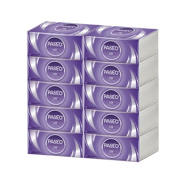 PASEO 3層柔韌舒適抽取式衛生紙PEFC(100抽10包/袋)