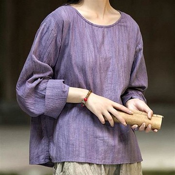 【米蘭精品】現貨+預購 新中式T恤棉麻上衣手工亞麻短袖襯衫夏季女裝大尺碼-半袖褶皺文藝女上衣3色74lw47