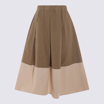 Antonelli Brown And Cream Cotton Skirt