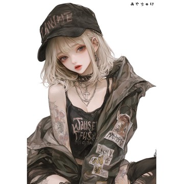 【10月新作5】07-094-0221 人物貼紙 淺色龐克女孩