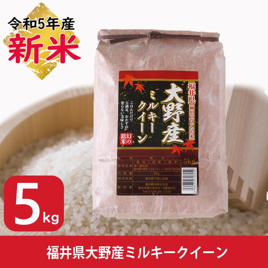 新米 米 ミルキークイーン 5kg 福井県大野産 白米 令和5年産 送料無料