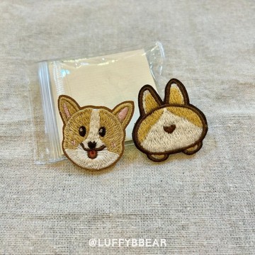 澳門原創手繪 Luffy小柯基造型刺繡別針 (Luffy款 / 屁屁款)
