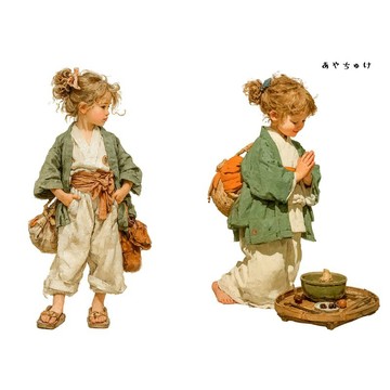 【2 月新品】08-116-0027 人物貼紙  和服復古風