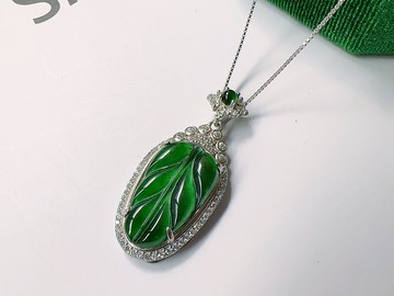 12.11克拉 天然A貨翡翠 葉子綠翡 冰種福滿綠