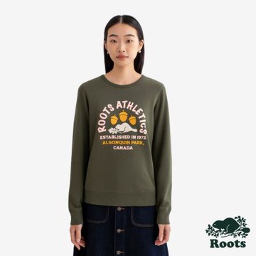 Roots女裝- HARVEST GLOW 圓領上衣 -深墨綠