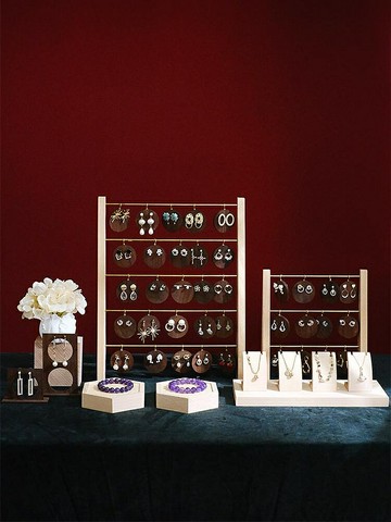飾品展示 飾品收納 首飾展示 首飾收納 首飾展示架櫸木許愿牌耳環收納架項鏈架飾品珠寶陳列拍攝道具擺件