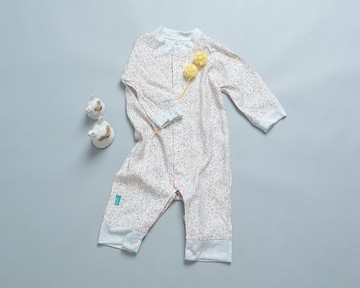 包屁連身衣(長袖)-花60-名 手作 連身 嬰兒 兔裝