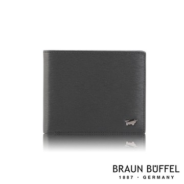 【BRAUN BUFFEL 德國小金牛】台灣總代理 波索 12卡中間翻透明窗短夾(網路限定)-黑色/BF386-317-BK