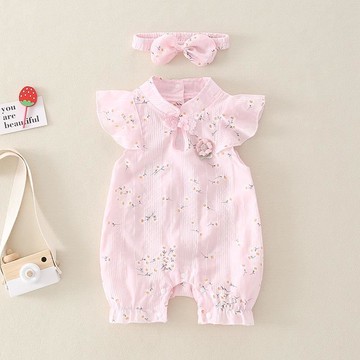 嬰兒夏裝衣服女寶寶中國風連體衣公主哈衣夏季薄款旗袍滿月服百天